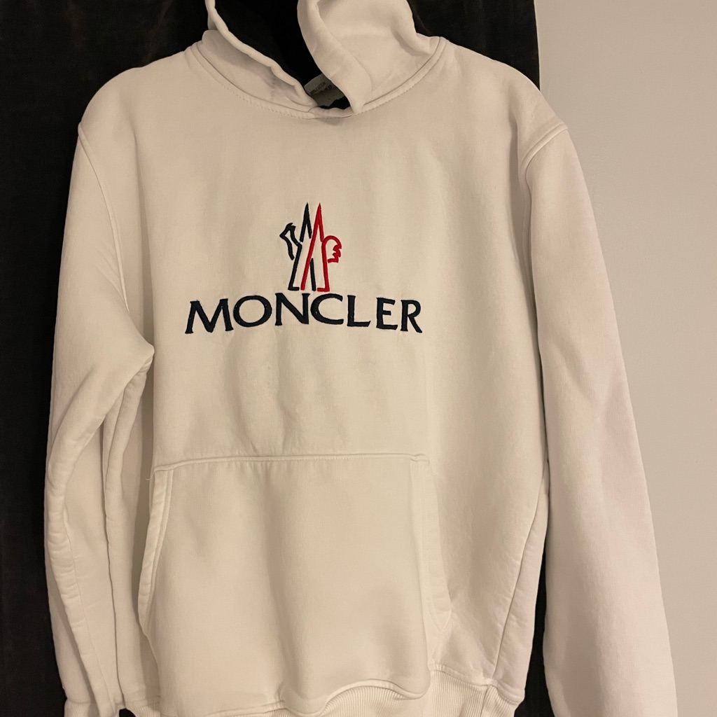 Moncler White Hoodie With Logo